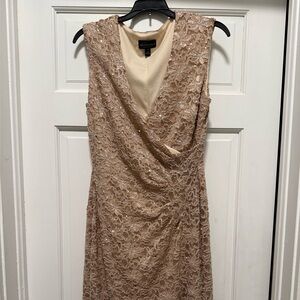 Shimmery Champagne Lace Midi Dress
